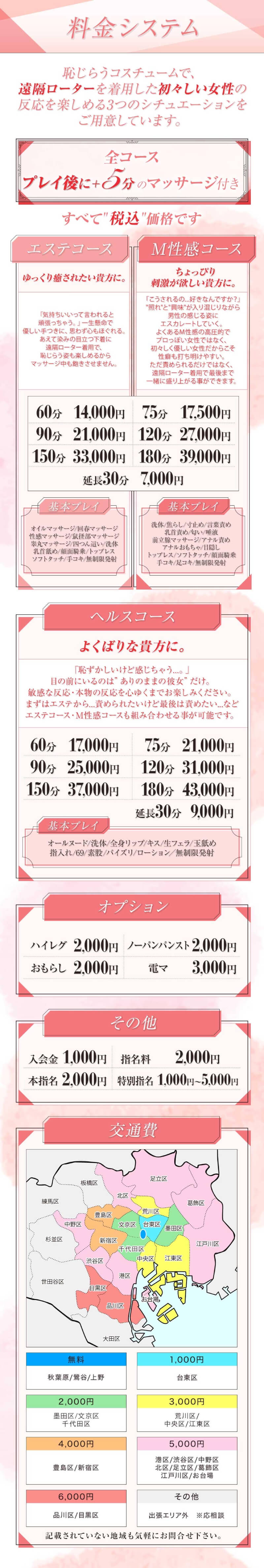 恥じらいエステ料金表