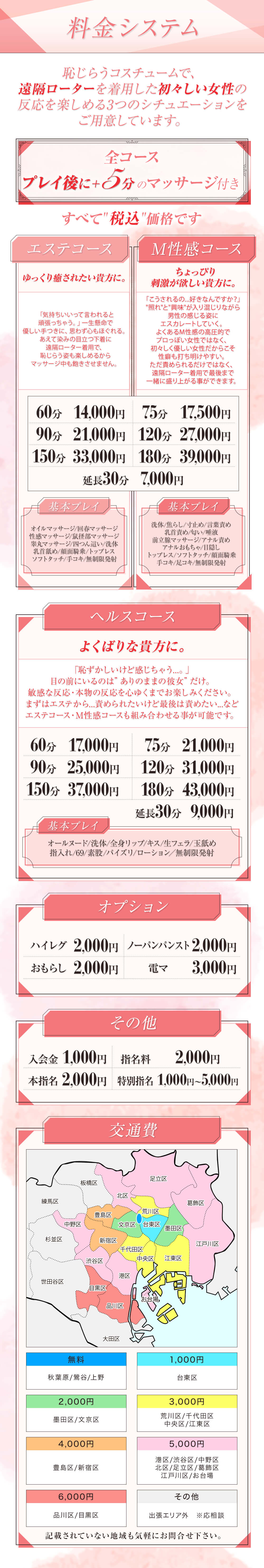 恥じらいエステ料金表